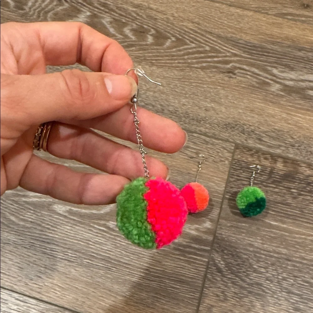 Multicolor Pom Pom‎ Earrings